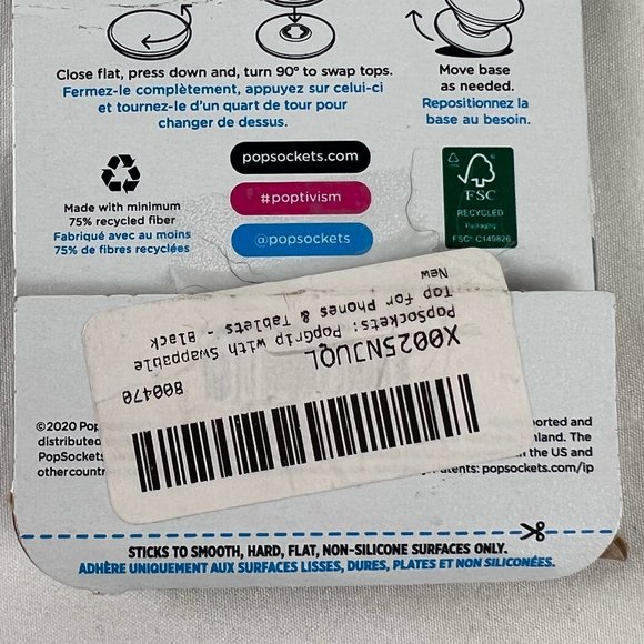 PopSockets PopGrip with Swappable Top for Phones and Tablets - Black - Picture 4 of 5